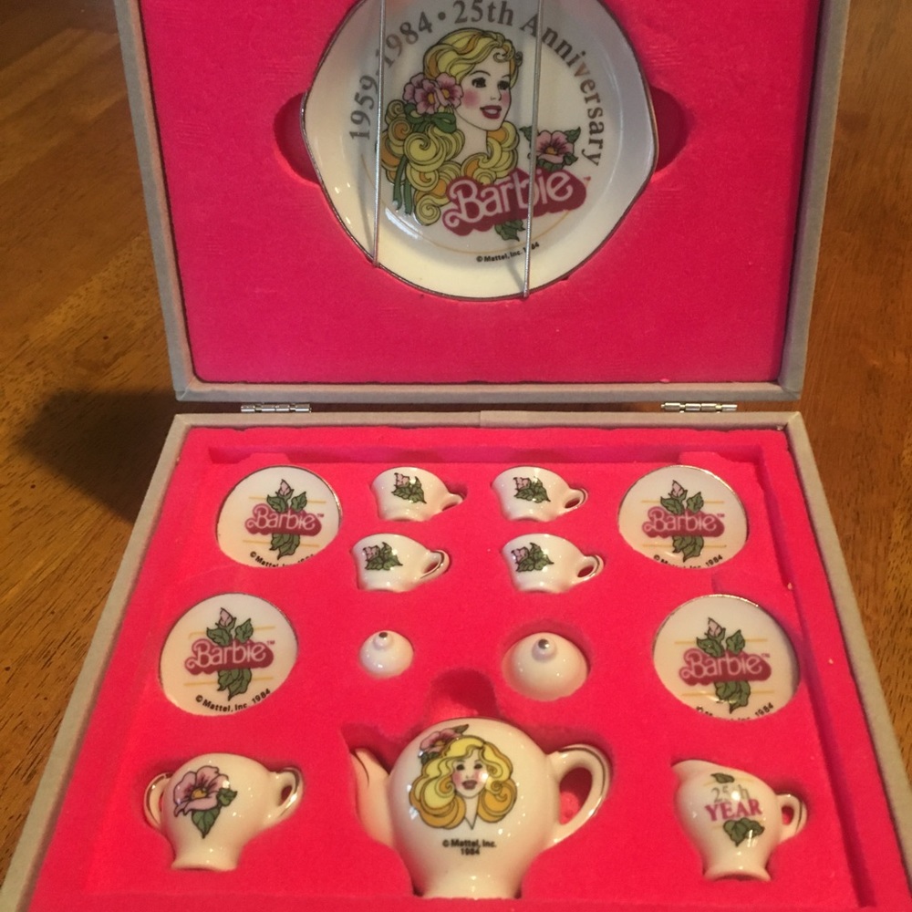 Barbie 1984 25th Anniversary China Tea & Dish Set